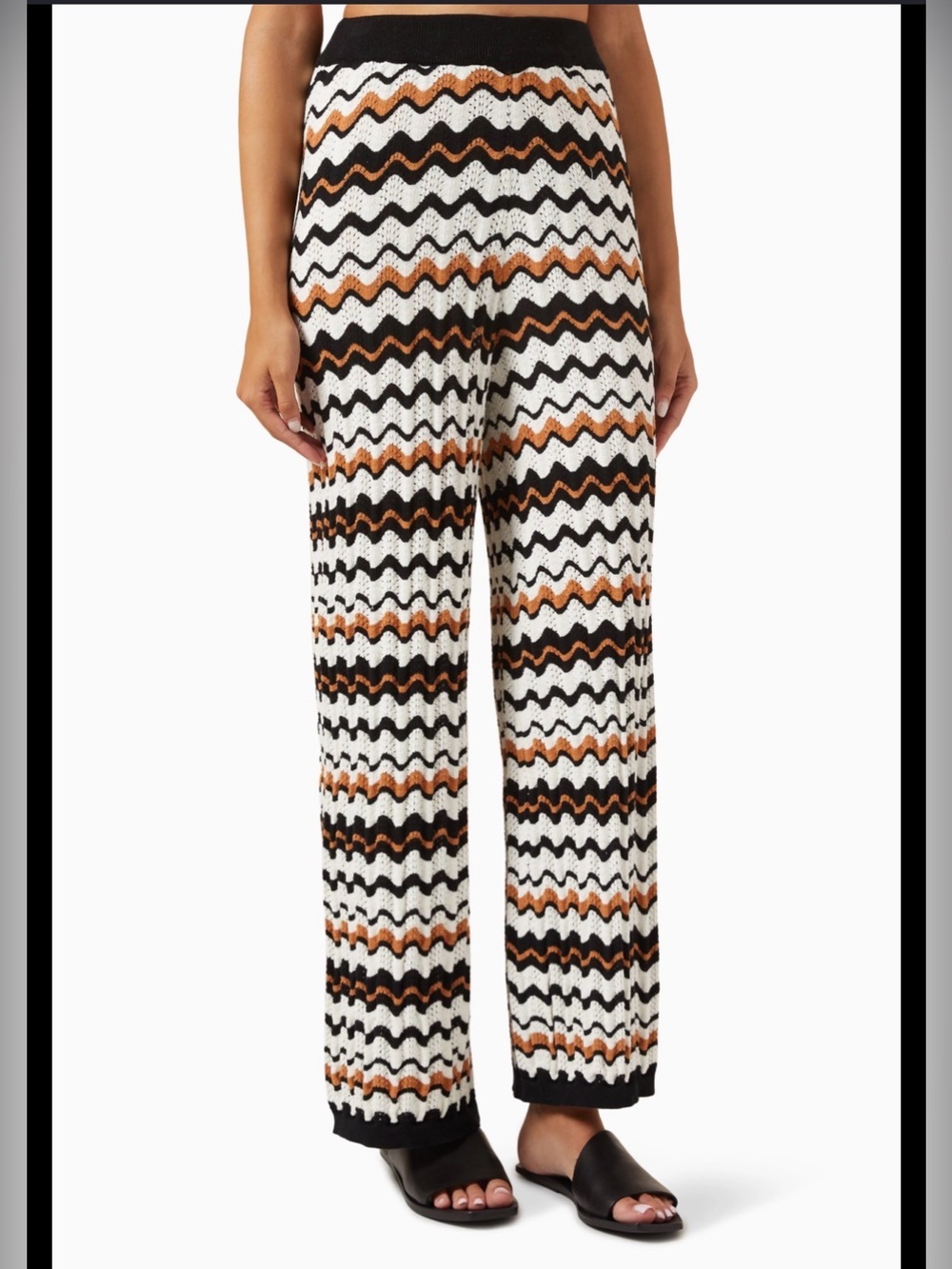 Minkpink Elena Wave Knit Pants NWT Size Small Wide Leg Resort Knit